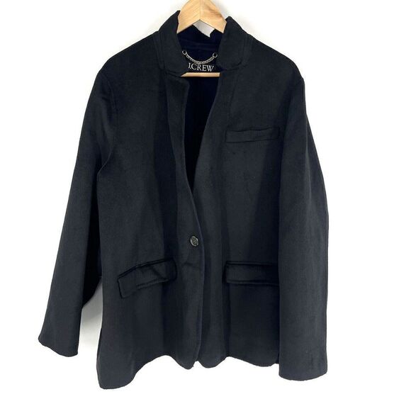 J Crew Jacket Size 24 Womens Black Leighton Blazer Double Faced Wool Coat Luxe - Picture 1 of 8